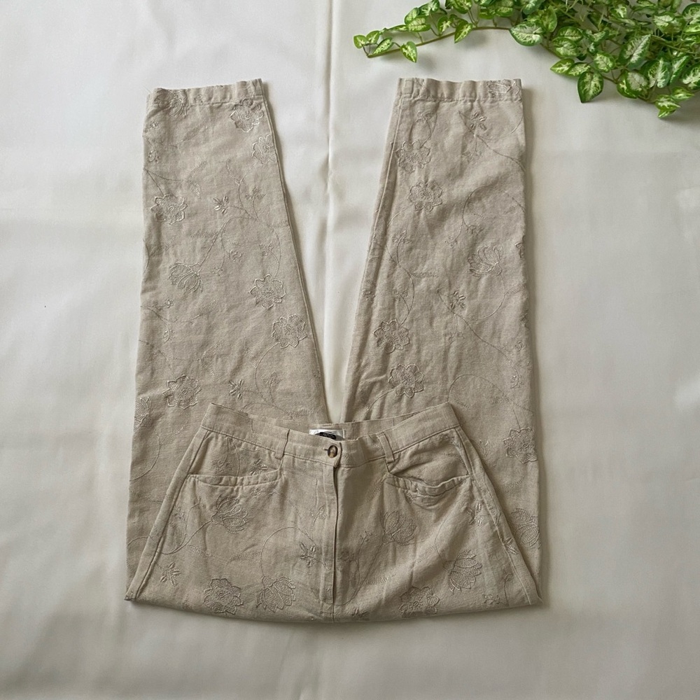 Embroidered Floral Trouser Pants